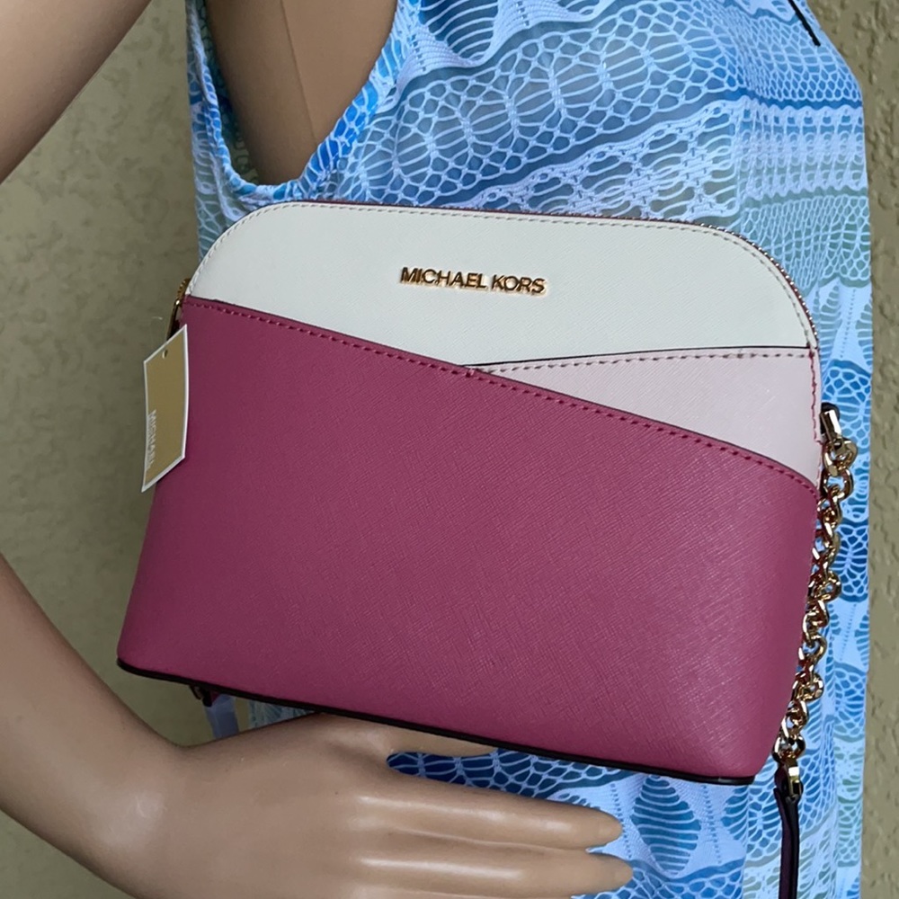 Michael Kors Jet Set Travel Medium Dome Crossbody Rosewood Leather - Picture 15 of 16